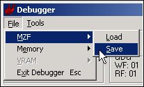 Debugger function of loading MZF files